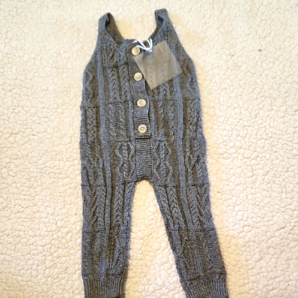Hadas Gray Cable Knit Baby Romper